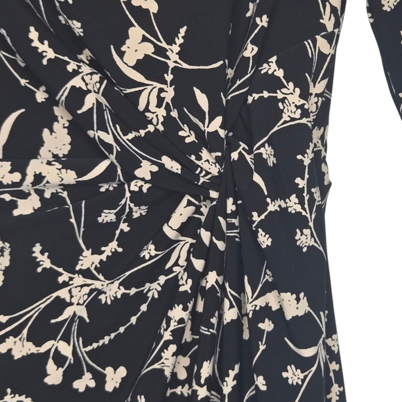 Ralph Lauren LRL Black Label Floral Ruched Waist Stretch Jersey Shift Dress 4 - Picture 4 of 10